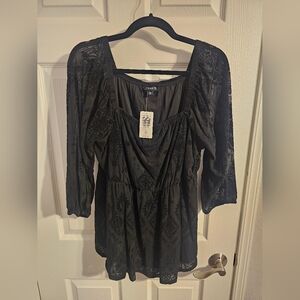 Torrid Black Patterned Blouse